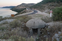 "Qender Zjarri" bunker above the road from Saranda to Ksamil