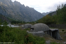 Bunkers in the valley of Valbone, North Albania