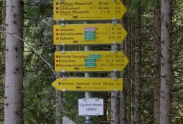 Trail signs near the falls