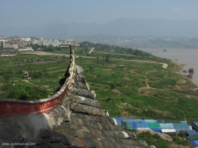 The land between Shi Bao Zhai Temple and the nearby town