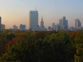 View towards Krasiński Garden and Warsaw CBD